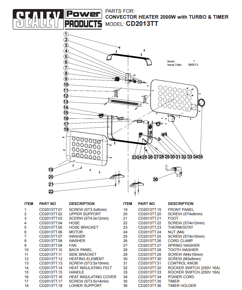 2000W Convector Heater with Turbo & Timer, CD2013TT